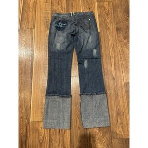 VINTAGE Apple Bottoms Jeans Womens 8 Blue  Straight Y2K Embroidered HipHop Denim